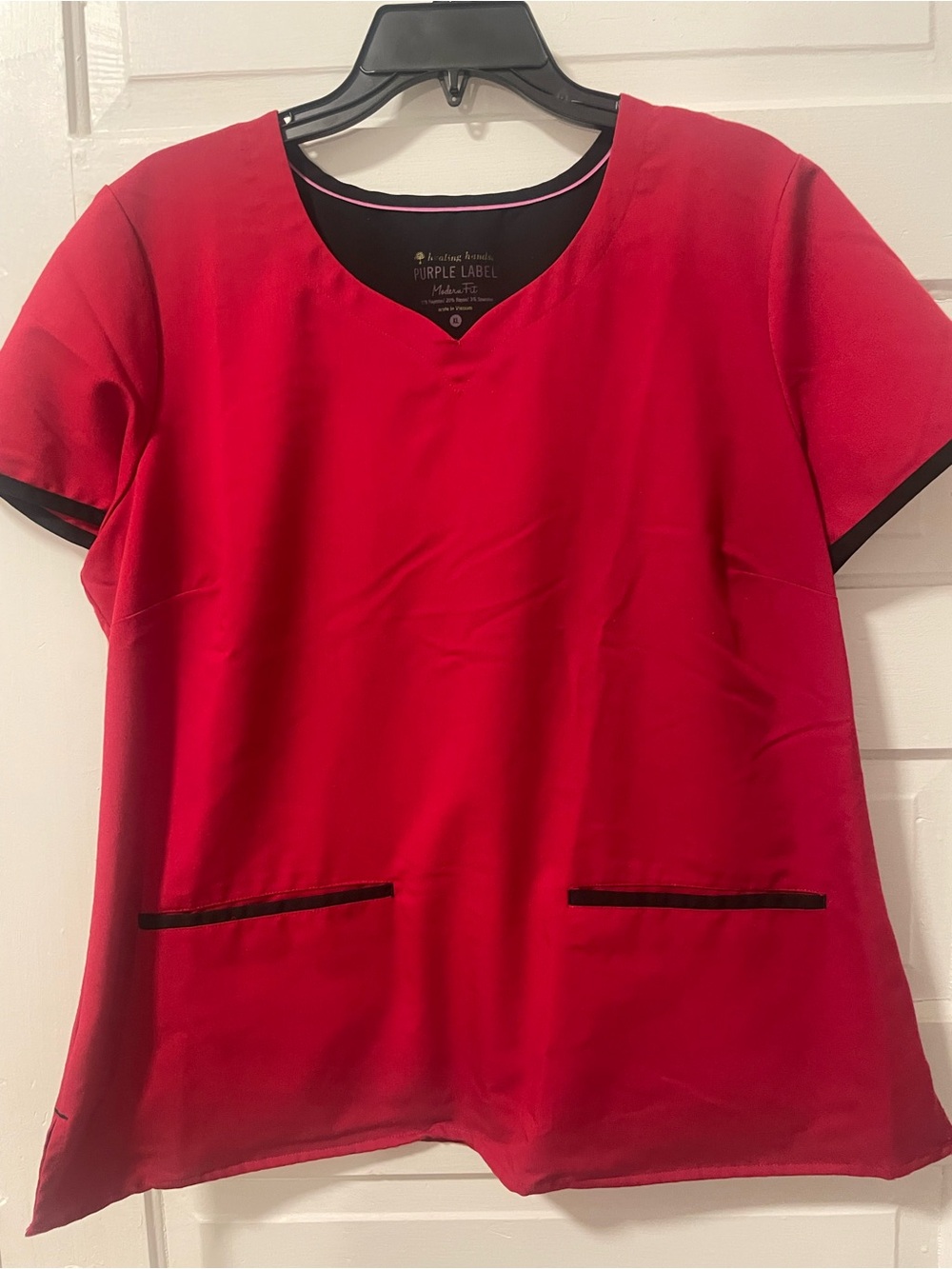 healing hands Red & Black Scrub Top